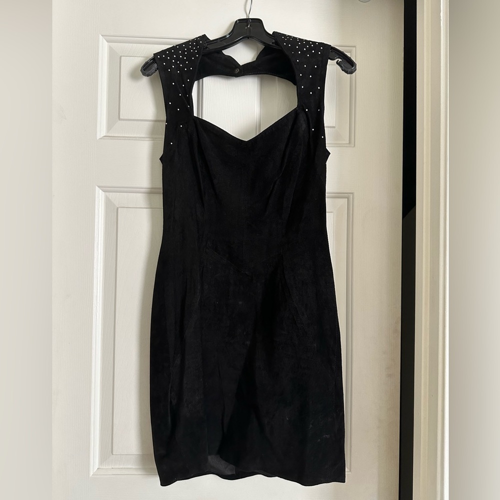 Firenze Santa Barbara Black Leather Mini Dress - Medium
